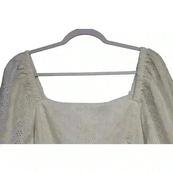 NWT Ann Taylor Factory Blouse Size 16 White Floral Eyelet Cottagecore Boho - Picture 5 of 8